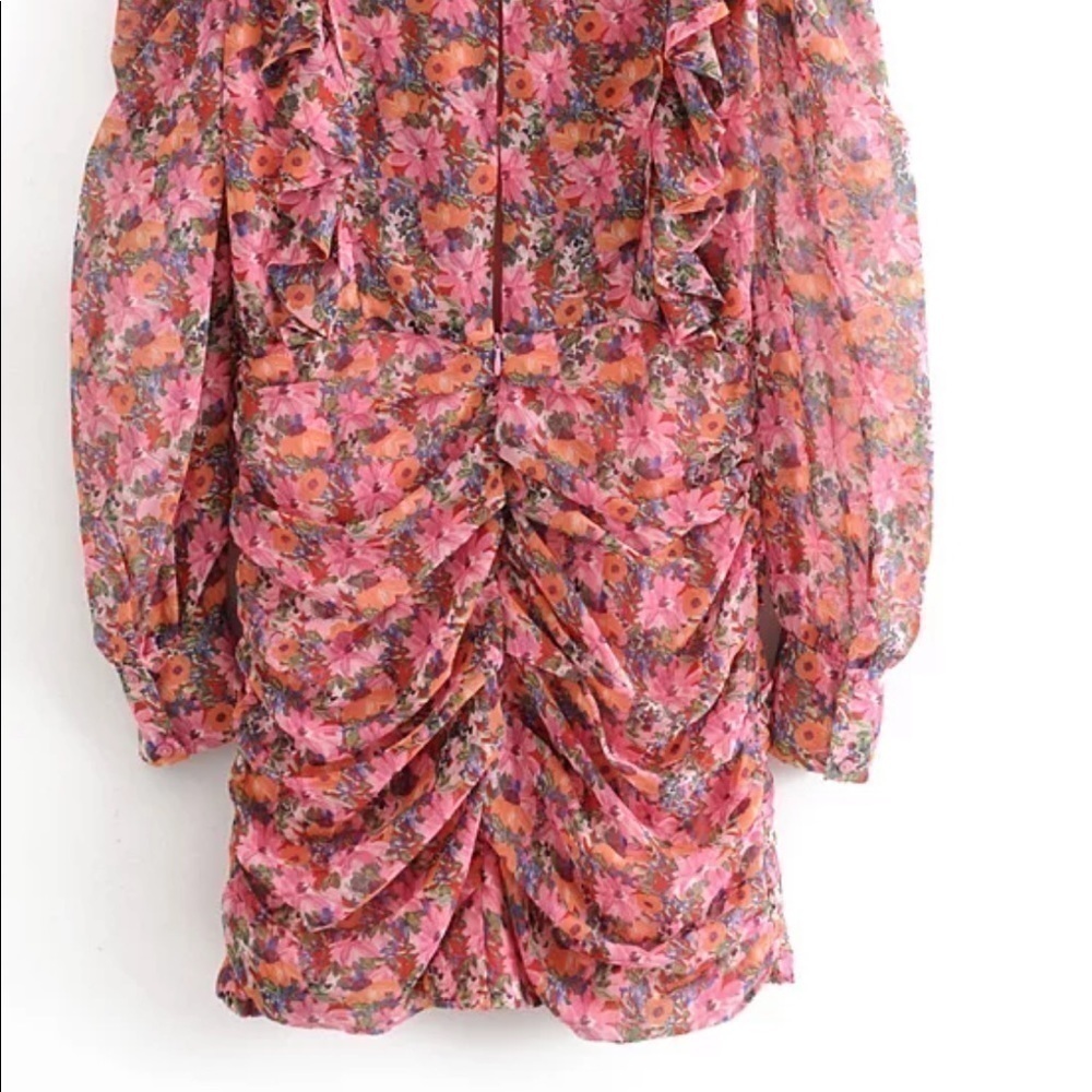 Blogger Fave Floral Ruffle Puff Sleeve Mini Dress | NWT | Small - Picture 7 of 12
